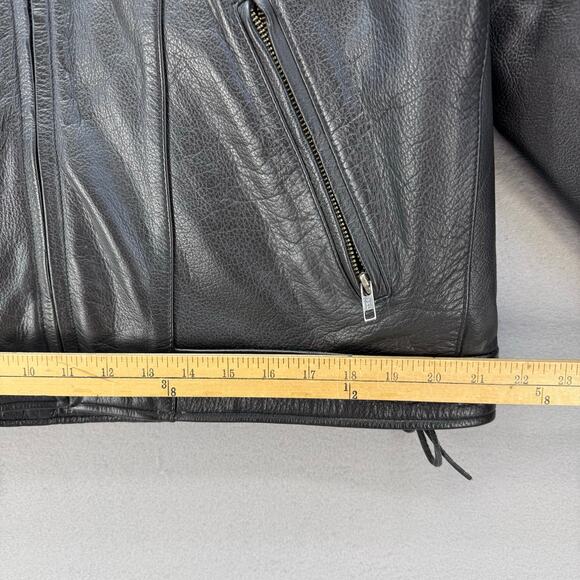 Wilson Leather Moto Racer Jacket Men's XL Black Priest Collar Biker Jacket - Picture 4 of 16